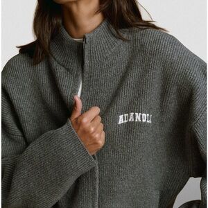 ADANOLA
RIBBED ZIP THROUGH KNIT SWEATSHIRT